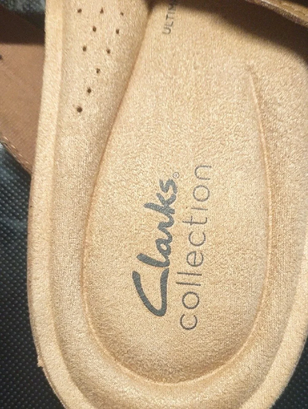 Clarks Women's Light Brown Leather Slide Sandals with Buckle